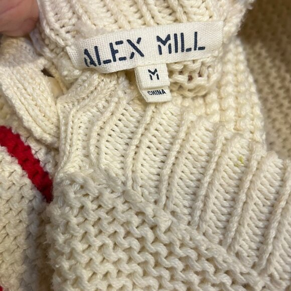 Alex Mill red white candy cane French Breton Stripes cotton saweater M - Picture 5 of 5